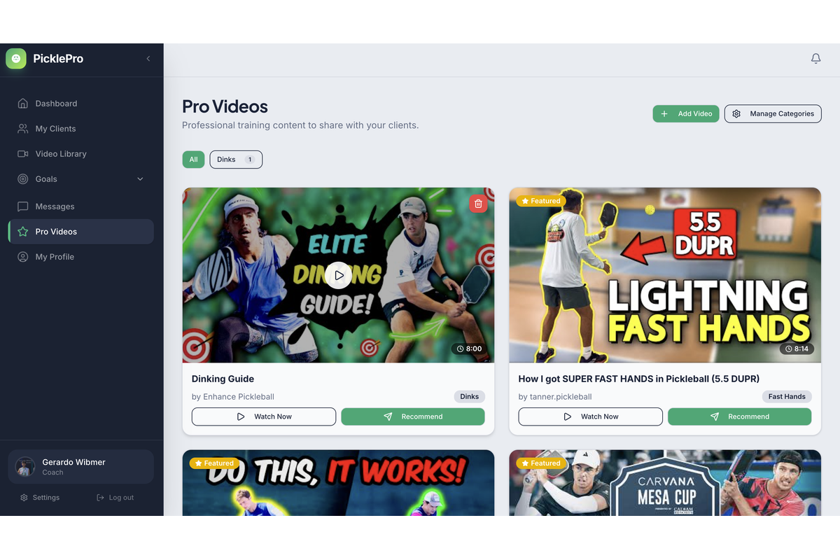 Pickleball Video Coaching